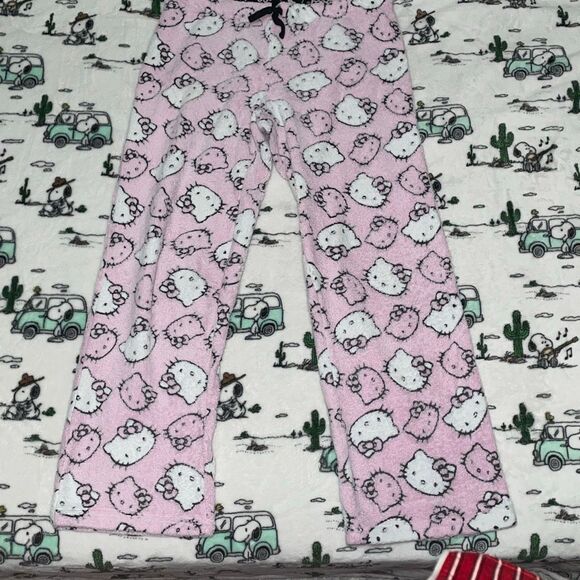 2013 Sanrio hello kitty pj pants pajama winter fuzzy bottom size medium - Picture 3 of 13
